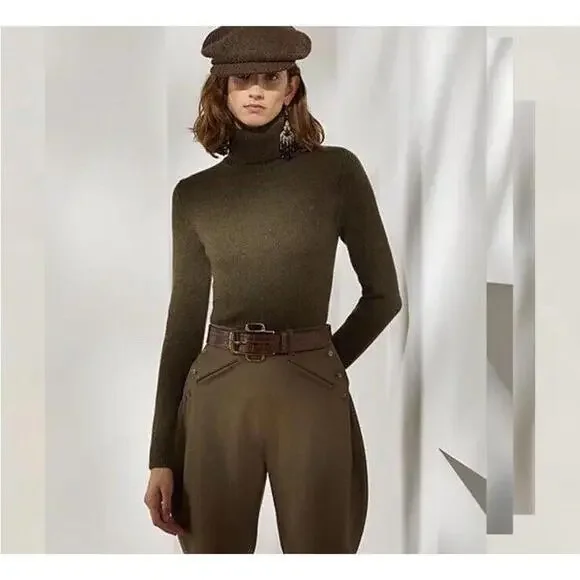 Ralph Lauren Collection Women's Sweater Green Cashmere Purple Label Size XL - Picture 2 of 5